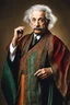 Placeholder: Einstein i n azeri traditional costum color full ,upper body ,blury background ,closeup ,sharp focus