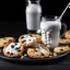 Placeholder: White milk and cookies