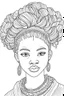 Placeholder: african girl face with beautiful hairstyle coloring page