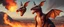 Placeholder: portrait of wild fire breathing bat dragon kangaroo above Byzantes, burning a Kangaroo with its breath