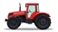Placeholder: side of a modern closed cab tractor(red) with black wheels, digital illustration