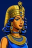 Placeholder: a cartoon woman in a blue and gold outfit with a crown on her head, cleopatra portrait, beautiful cleopatra, egyptian princess, egyptian, cleopatra, pharoah, pharaoh, egypt god, portrait of cleopatra, wind egyptian god, nefertiti, egyptian god, storm egyptian god, ancient egyptian, goddess. extremely high detail, ancient libu princess