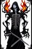 Placeholder: The most frightening and realistic representation of the grim reaper with eight arms and eyes of fire