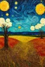 Placeholder: macabre; a sinister landscape painting in the style of Van Gogh