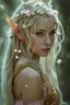 Placeholder: Pointed elven ears,Blonde hair ,Pink dress,Sparkling fairy wings,Very long golden hair,Fairy crown,pointed ears,elven ears,fairy wings,water lilies,sparkling,glittering,flowers,blossoms,golden crown,light pink dress