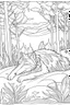 Placeholder: Coloring page for kids, cute sleeping wolf in the forest, minimal number of elements, clear thick lines,