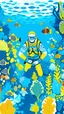 Placeholder: scuba diver , repeating patterns design, fabric art, flat illustration, Vector, 4K, Art station, digital print, highly detailed clean, vector image, photorealistic masterpiece, realistic butterflies , flat background, isometric, bright vector, white background, 500 leaf, bright color, beautiful