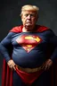 Placeholder: a thoroughly confused, frail, elderly and obese donald trump standing dressed as superman
