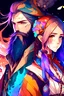 Placeholder: anime couple, mage, colorful, man with beard