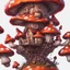 Placeholder: A lumpy mushroom house floating in space. neutral colors, white, red orange, Detailed gloss Painting, rich color, fantastical, intricate detail, splash screen, hyperdetailed, insane depth, concept art, 8k resolution, trending on Artstation, Unreal Engine 5, color depth, dynamic lighting, splash art, dramatic, masterpiece, excellent quality beautiful Imaginative, unique,