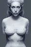 Placeholder: Make a line drawing of a female figure with bulk on top and small proportions at bottom similar to a inward triangle