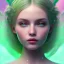 Placeholder: fairy, pink, green, beautiful, hyperrealism, masterpiece, expert, volumetric lighting, sharp focus, 8K, pastel, macro lens, woman, detailed, flower