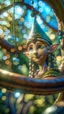 Placeholder: close up face portrait of hippie elf-quest princess on a swing inside a boat crystal ball hanging from a tree in the mountain , shot on Hasselblad h6d-400c, zeiss prime lens, bokeh like f/0.8, tilt-shift lens 8k, high detail, smooth render, down-light, unreal engine, prize winning