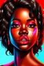 Placeholder: Realistic Black Girl's Face with Lipstick, Farapopier, Beautiful Hairstyle (Front-Facing Camera Position) with Colorful Background