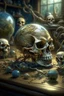 Placeholder: Bosch nightmares paint if style Title: skulls, spiders eyeglass earth globe model, human bones, "Bees, farm, snakes " Tuttle snakes, intricate insanely , scorpions ,detailed octane render trending on artstation, 8k artistic photography, photorealistic concept art, soft natural volumetric cinematic perfect light, chiaroscuro, award-winning photograph, masterpiece, oil on canvas, Raphael, Caravaggio, Greg Rutkowski, people, beksinski, Giger