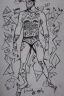 Placeholder: man in full body spandex with runes all over it drawn in marker