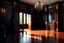 Placeholder: Picture of a study with mahogany panelled walls, a large heavy door and a large darkwood desk, photorealistic, dark fantasy, 4k