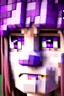 Placeholder: a close-up portrait of a purple Minecraft face, girl, 3d, large pixel style