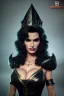 Placeholder: Lisa Ann as evil queen in black leather gown, cleavage, angry, stern look, unreal 5, octane render,cinema4d, dynamic lighting, dramatic lighting, 4k, redshift render, highly detailed, hyper realistic