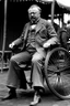 Placeholder: President Theodore Roosevelt pictured in a wheel chair with no legs and a third arm shaped like an atomic bomb