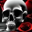 Placeholder: Crack Skull and red rose, marble texture, dark, fantasy art, shallow depth of field, macro lens, unreal engine 5, hyper detailed,8k, HDR, hyperphotorealistic, bone, set in fire