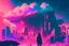 Placeholder: retrowave city, sci-fi, people, clouds, epic