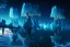 Placeholder: Ice blocks near one tree, night, lagoon reflection, sci-fi, epic,