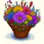 Placeholder: a basket filled with lots of colorful flowers, a digital rendering, process art, cartoonish graphic style, inked and colored, mid view, screen cap