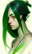 Placeholder: girl, cute, beautiful, green hair, casual clothes, head and shoulders portrait by Greg Rutkowski