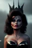 Placeholder: young sophia loren as evil queen in black leather, angry, stern look, volumetric lighting, particales,highly detailed,cinematic, deep colours,8