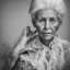 Placeholder: beautiful black and white photo portrait of an old woman white hair