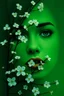 Placeholder: green woman face with branches and white flowers