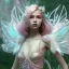 Placeholder: A portrait of a cute fantasy fairy, atmospheric, realistic, unreal engine, cinematic lighting, octane render, transparent, pink turquoise light, long blond hair, pink lips, extremely sharp detail, finely tuned detail, ultra high definition, 8 k, unreal engine 5, ultra sharp focus, accurate wings, positive smile, highlight luminous dress