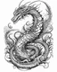 Placeholder: realistic dragon tattoo idea, line art, background, vector, svg, black outline on white background, leave plenty of white space beetween lines for coloring, tattoo style, tattoo idea,full body