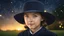 Placeholder: little very young Amish girl, beautiful, peaceful, gentle, confident, calm, wise, happy, facing camera, head and shoulders, traditional Amish costume, perfect eyes, exquisite composition, night scene, fireflies, stars, Amish landscape, beautiful intricate insanely detailed octane render, 8k artistic photography, photorealistic concept art, soft natural volumetric cinematic perfect light, chiaroscuro, award-winning photograph, masterpiece, Raphael, Caravaggio, Bouguereau, Alma-Tadema