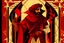 Placeholder: Stylized Arabian Nights knave, In the style of Tarot and Art Deco, Red colours