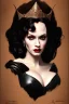 Placeholder: painting of christina hendricks as evil queen in black leather, feminie, angry, volouptous, busty, cleavage, emperious, mature, highly detailed, digital painting, artstation, concept art, smooth, sharp focus, illustration, art by gaston bussiere and alphonse mucha