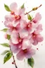 Placeholder: watercolor painting of closeup of pink cherry flowers in isolation on white background, highly realistic details, strong contrast, in the style of Richard Schmid, central composition, minimalistic, masterful, skillfully painted, natural colors, vivid colors, white background