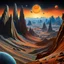 Placeholder: An incredibly peaceful detailed landscape, Max Ernst, one-line drawing, Haji Widayat, rock formations, planets and stars, primordial nature, sun, strong texture, extreme detail, intricate, strong colours, high resolution, volumetric light, 8k, 3d, cinematic, rich moody colors, sparkles, 55mm photography, 8k, sharp focus, volumetric light, ZBrush