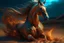 Placeholder: a horse that is sitting in the sand, digital art, by Roberto Parada, zbrush central contest winner, fantasy art, swirling flames, amazing color photograph, anton fadeev and dan mumford, trending on deviantarthq”, goddess of fire, ultra realistic”, ultra realistic ”, michael page