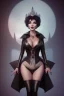 Placeholder: Joan Collins as evil queen in black leather, leather, busty, cleavage, angry, stern look. character design by cory loftis, fenghua zhong, ryohei hase, ismail inceoglu and ruan jia. unreal engine 5, artistic lighting, highly detailed, photorealistic, fantasy