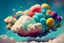 Placeholder: jumbo colour burst balls floating in clouds