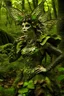 Placeholder: Forest fairy with textured leaves and floral armour in the woods and wind