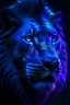 Placeholder: Retrato em 4k, leão tenebroso, com tons de violeta, e com raios azul que dá um sentimento de medo