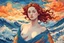 Placeholder: colourful digital painting of beautiful aphrodite, in the style of hokusai and van gogh