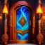 Placeholder: Half opened massive wooden door with lots of engraved magical symbols. Colorfull magical smoke coming out of the door opening. Harry Potter. Magical. Epic. Dramatic, highly detailed, digital painting, masterpiece