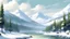 Placeholder: Mountainscape with snow, trees, river, clouds, hi def 4k in the style of Anil Nene