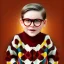 Placeholder: Peter billingsley chubby kid Tortoise-shell glasses, Holding a ((dark red bar of Dark red soap)) in his hand, brown argyle sweater