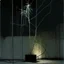 Placeholder: Minimal abstract oil painting of a plant in concrete warehouse brutalist architecture and hanging wires illuminated at night.In the style of Justin Mortimer and Frances Bacon,Ashley Wood