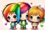 Placeholder: cute rainbow chibi girl and boy